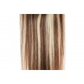 Clip in vlasy 30cm - Melír 50% čokoládově hnědá, 50% popelavá světlá blond 