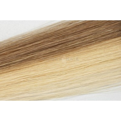 Clip in vlasy 30cm - Klasický melír 50% popelavá tmavá blond, 50% velmi světlá popelavá blond