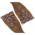 Rovný clip in set 40cm 70g - středně hnědá