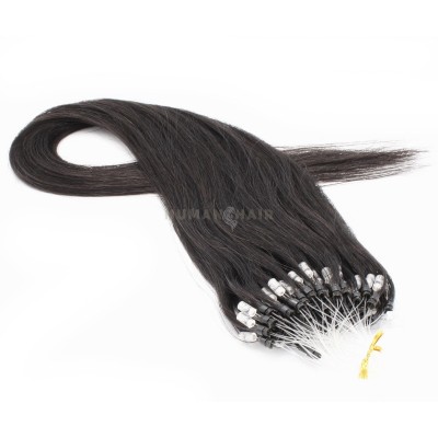Rovné micro ring vlasy 40cm - přírodní černá
