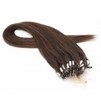 Rovné micro ring vlasy 40cm - tmavě hnědá