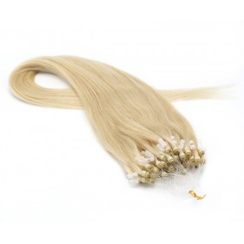 Rovné micro ring vlasy 40cm - nejsvětlejší blond