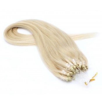 Rovné micro ring vlasy 40cm - platina