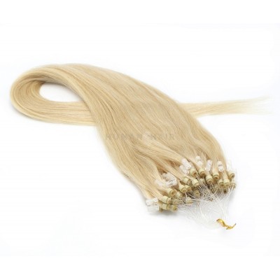 Rovné micro ring vlasy 50cm - nejsvětlejší blond