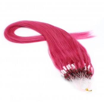 Rovné micro ring vlasy 40cm - růžová