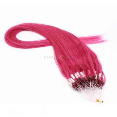 Rovné micro ring vlasy 50cm - růžová