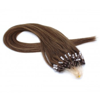 Rovné micro ring vlasy 60cm - středně hnědá