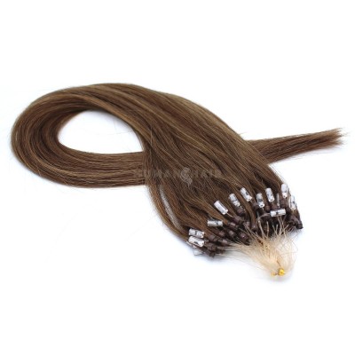 Rovné micro ring vlasy 60cm - středně hnědá