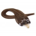 Rovné micro ring vlasy 60cm - středně hnědá