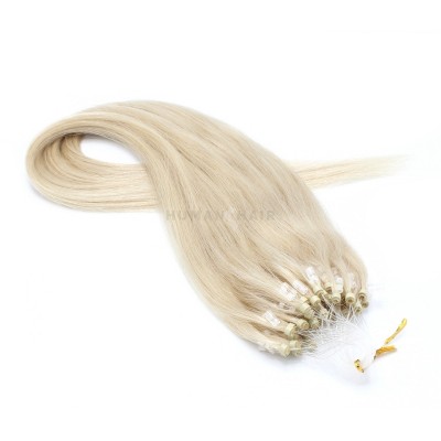 Rovné micro ring vlasy 60cm - platina