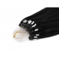Vlnité micro ring vlasy 50cm - černá