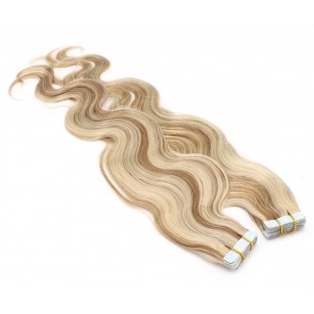 Vlnité tape in 60cm - platina/světle hnědá