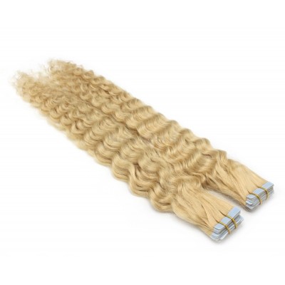Kudrnaté tape in 50cm - nejsvětlejší blond