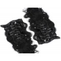 Deluxe vlnitý clip in set 50cm 200g - černá