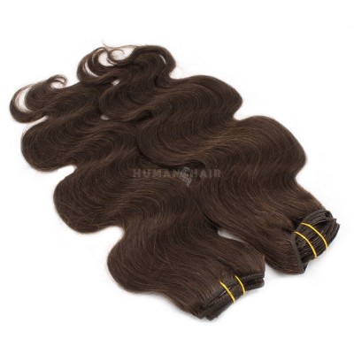Deluxe vlnitý clip in set 50cm 200g - tmavě hnědá