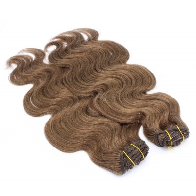 Deluxe vlnitý clip in set 50cm 200g - středně hnědá