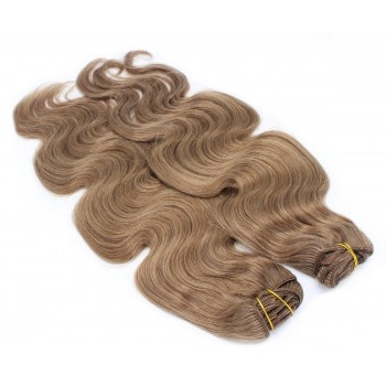 Deluxe vlnitý clip in set 50cm 200g - světle hnědá