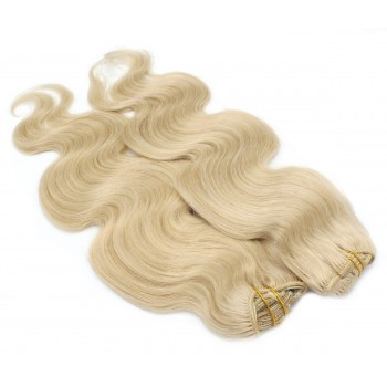 Deluxe vlnitý clip in set 50cm 200g - nejsvětlejší blond 