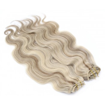 Deluxe vlnitý clip in set 50cm 200g - platina/světle hnědá