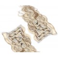 Deluxe vlnitý clip in set 50cm 200g - platina/světle hnědá