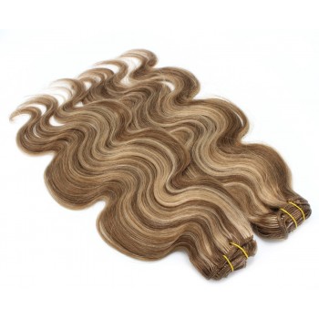 Deluxe vlnitý clip in set 50cm 200g - tmavý melír