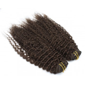 Deluxe kudrnatý clip in set 50cm 200g - tmavě hnědá