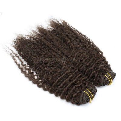 Deluxe kudrnatý clip in set 50cm 200g - tmavě hnědá