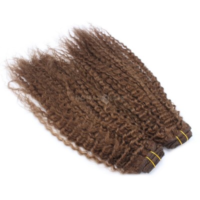 Deluxe kudrnatý clip in set 50cm 200g - středně hnědá