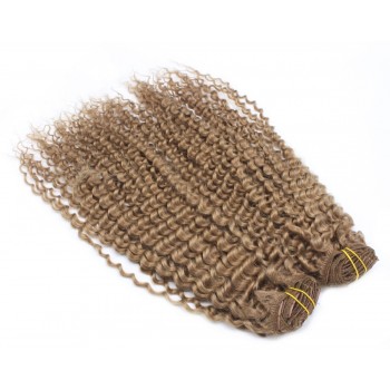 Deluxe kudrnatý clip in set 50cm 200g - světle hnědá