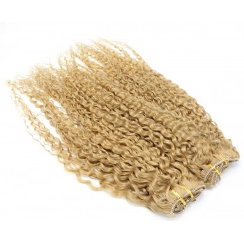 Deluxe kudrnatý clip in set 50cm 200g - přírodní blond