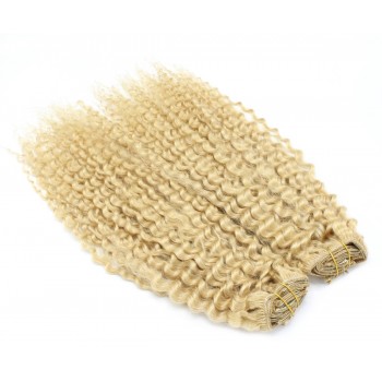 Deluxe kudrnatý clip in set 50cm 200g - nejsvětlejší blond