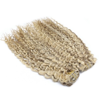 Deluxe kudrnatý clip in set 50cm 200g - platina/světle hnědá