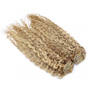 Deluxe kudrnatý clip in set 50cm 200g - světlý melír