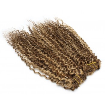 Deluxe kudrnatý clip in set 50cm 200g - tmavý melír