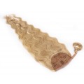 Vlnitý clip in culík 100% lidské vlasy 50cm - přírodní/světlejší blond