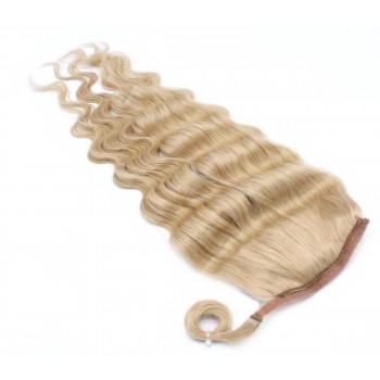 Vlnitý clip in culík 100% lidské vlasy 60cm - přírodní blond