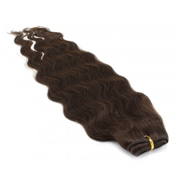 Vlnitý clip in pás 40cm - tmavě hnědá
