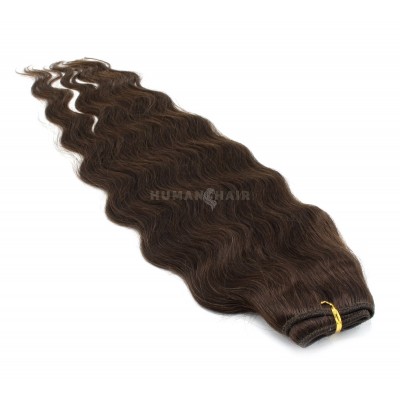 Vlnitý clip in pás 40cm - tmavě hnědá