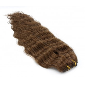 Vlnitý clip in pás 40cm - středně hnědá