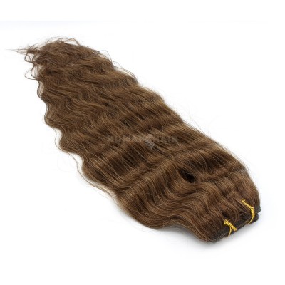 Vlnitý clip in pás 40cm - středně hnědá