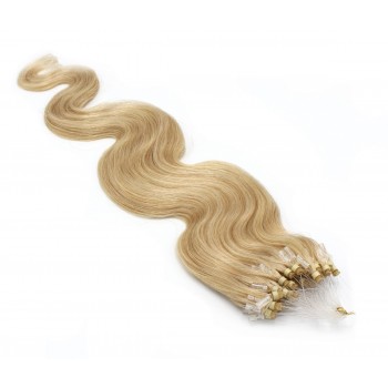 Vlnité micro ring vlasy 50cm - přírodní blond 