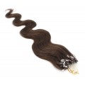 Vlnité micro ring vlasy 60cm - tmavě hnědá 