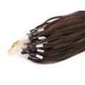 Vlnité micro ring vlasy 60cm - tmavě hnědá 