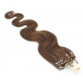 Vlnité micro ring vlasy 60cm - světlejší hnědá 