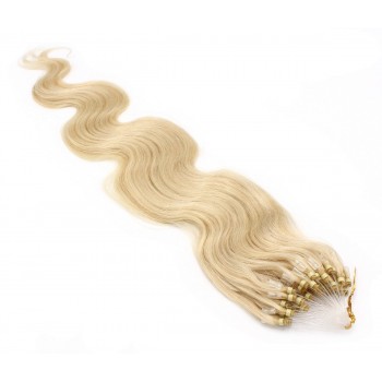 Vlnité micro ring vlasy 60cm - nejsvětlejší blond