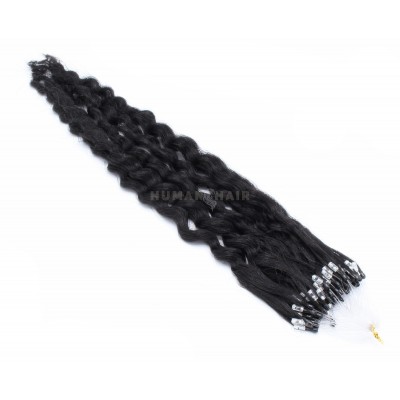 Kudrnaté micro ring vlasy 50cm - černá