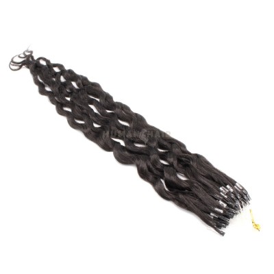 Kudrnaté micro ring vlasy 50cm - přírodní černá