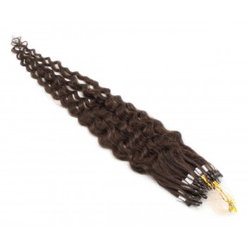 Kudrnaté micro ring vlasy 50cm - tmavě hnědá