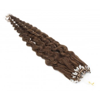 Kudrnaté micro ring vlasy 50cm - středně hnědá