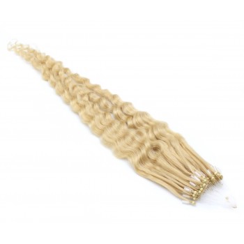 Kudrnaté micro ring vlasy 50cm - nejsvětlejší blond